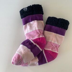 Kombi fleece lined socks purple and pink youth size small